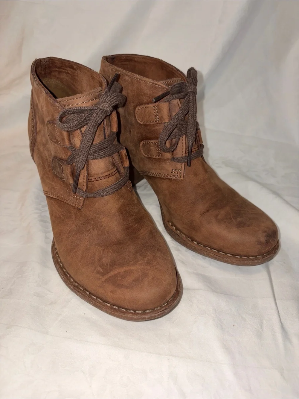 Clarks Brown Suede Lace-Up Ankle Booties
